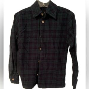 Tag Kids Plaid Button Down Shirt - Black and Green